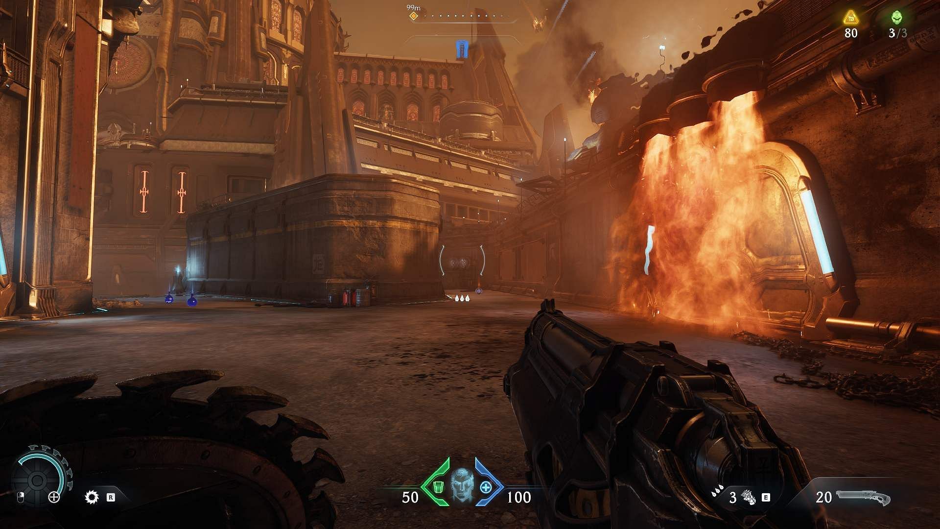 A still of Hebeth's Flaming Door (Image via Sportskeeda Gaming || Bethesda Softworks)